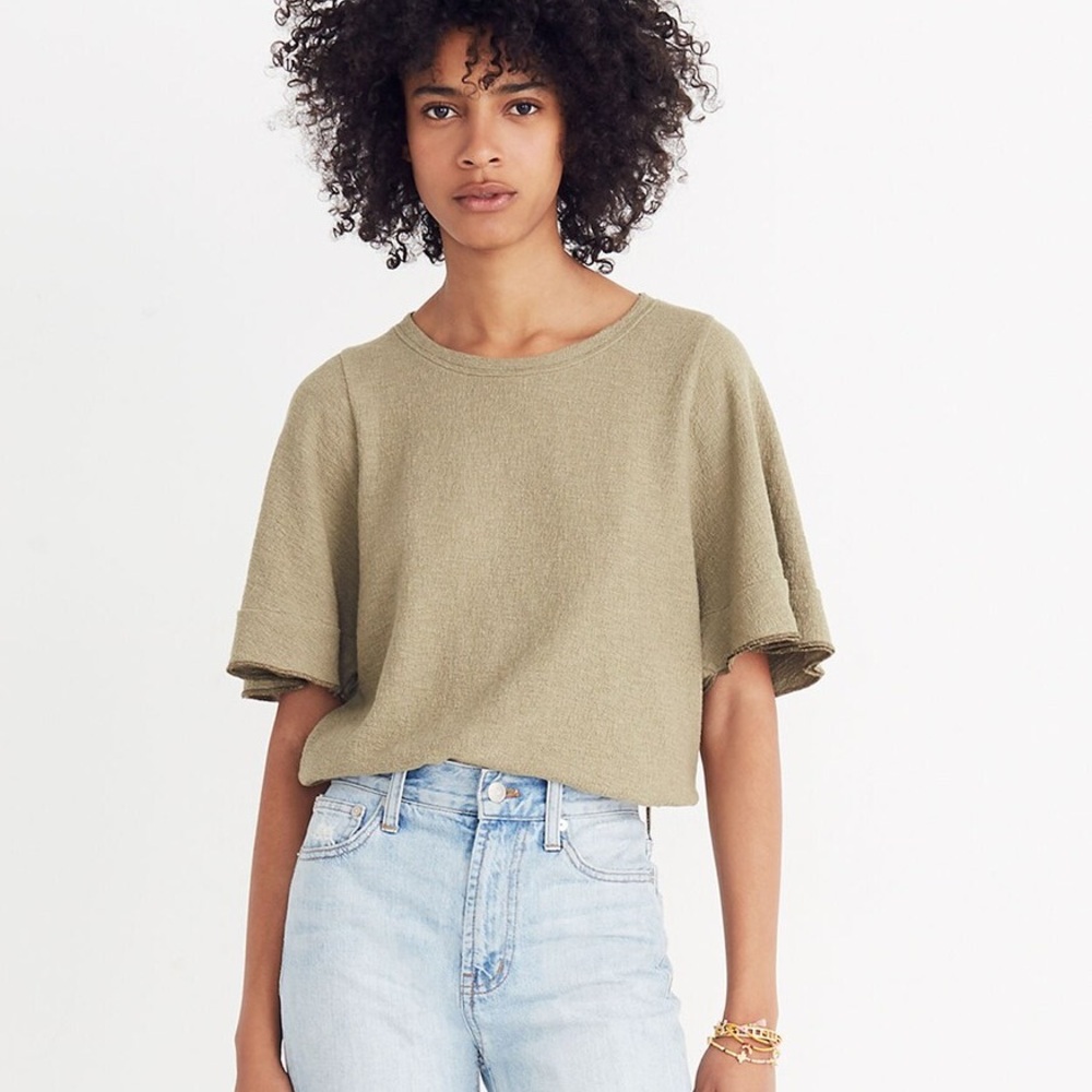 Madewell Texture & Thread Flutter Sleeve Top - image 1